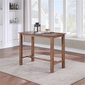Boraam Wood Sonoma Pub Table in Barnwood Wire-Brush/Brown Finish