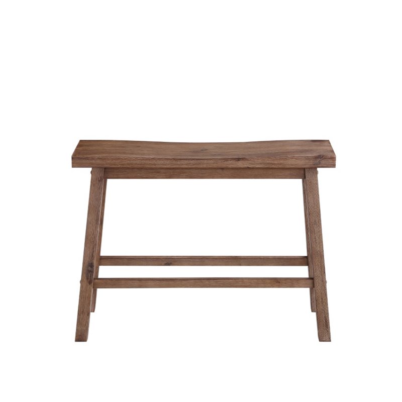 Boraam Wood Sonoma Bench in Barnwood Wire-Brush/Brown Finish