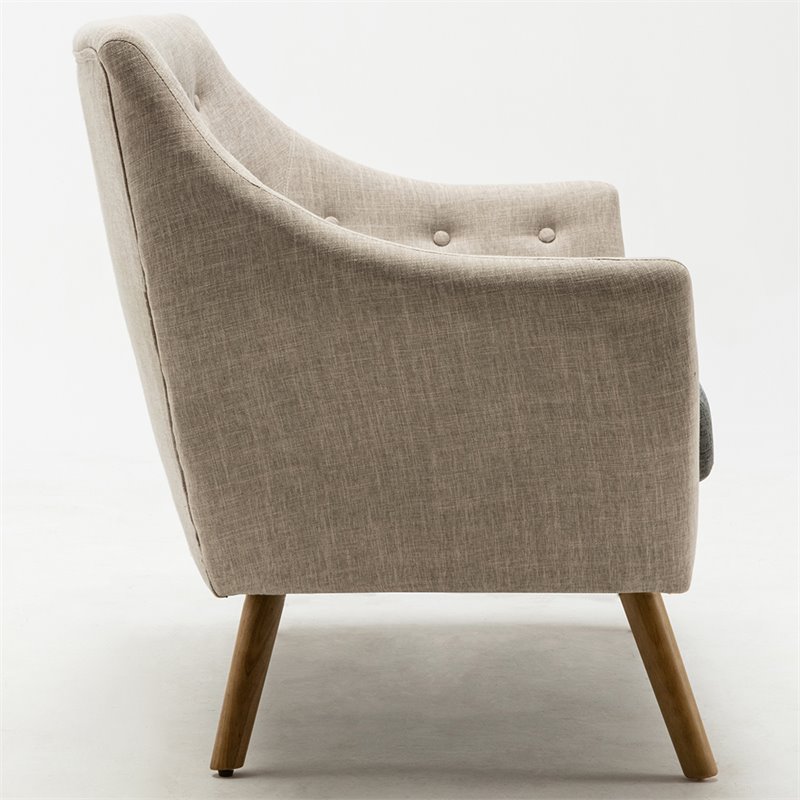 Boraam Wood Kara Tufted Loveseat in Gray and Natural Finish