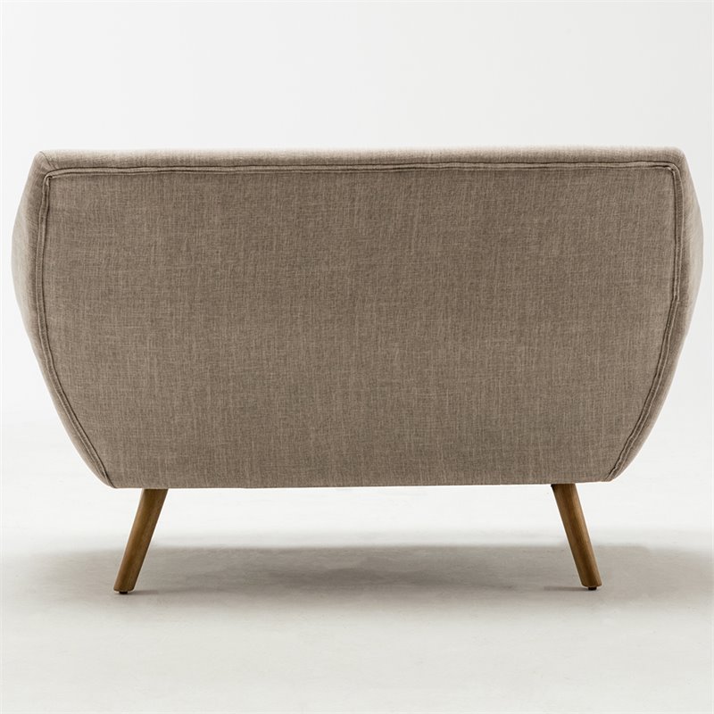 Boraam Wood Kara Tufted Loveseat in Gray and Natural Finish