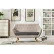 Boraam Wood Kara Tufted Loveseat in Gray and Natural Finish