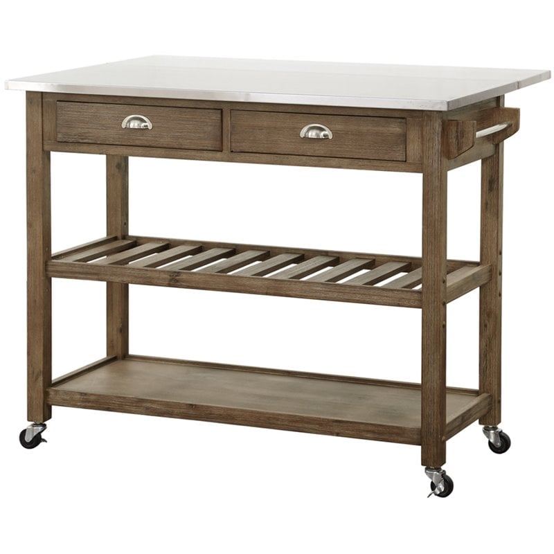 Boraam Wood Sonoma Kitchen Cart with Drop-Leaf - Thumbnail 4