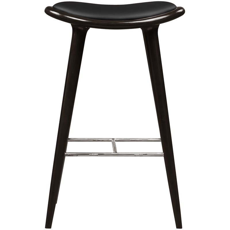 Boraam Wood Lucio Bar Height Stool in Cappuccino Finish with Black Seat