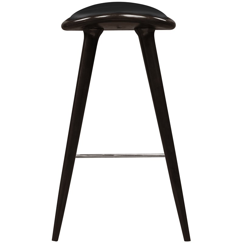 Boraam Wood Lucio Bar Height Stool in Cappuccino Finish with Black Seat