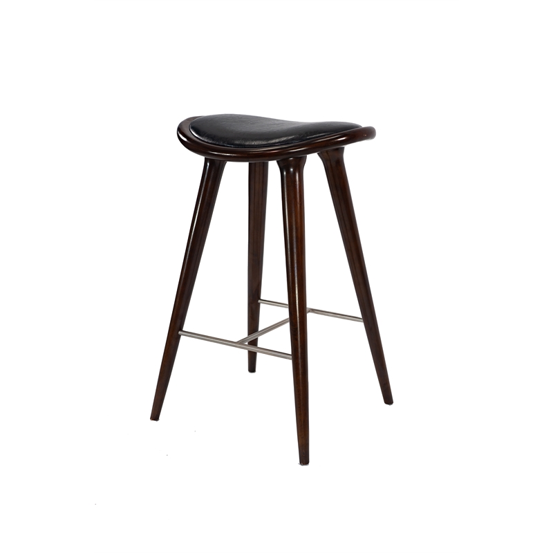 Boraam Wood Lucio Bar Height Stool in Cappuccino Finish with Black Seat