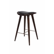 Boraam Wood Lucio Bar Height Stool in Cappuccino Finish with Black Seat