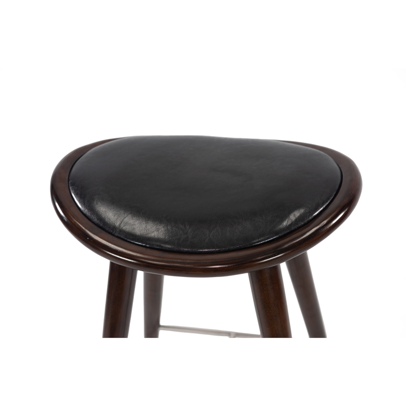 Boraam Wood Lucio Bar Height Stool in Cappuccino Finish with Black Seat