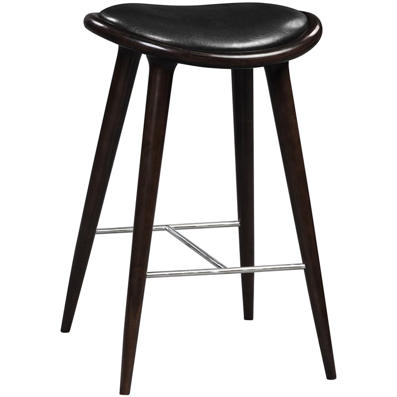 Boraam Wood Lucio Bar Height Stool in Cappuccino Finish with Black Seat