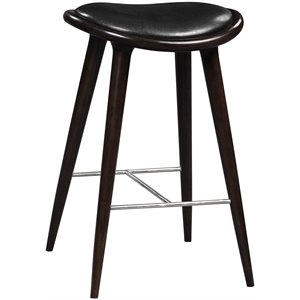 Boraam Wood Lucio Bar Height Stool in Cappuccino Finish with Black Seat