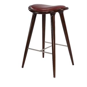 Boraam Wood Lucio Bar Height Stool in Cappuccino Finish with Brown Seat