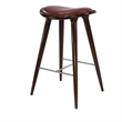 Boraam Wood Lucio Bar Height Stool in Cappuccino Finish with Brown Seat