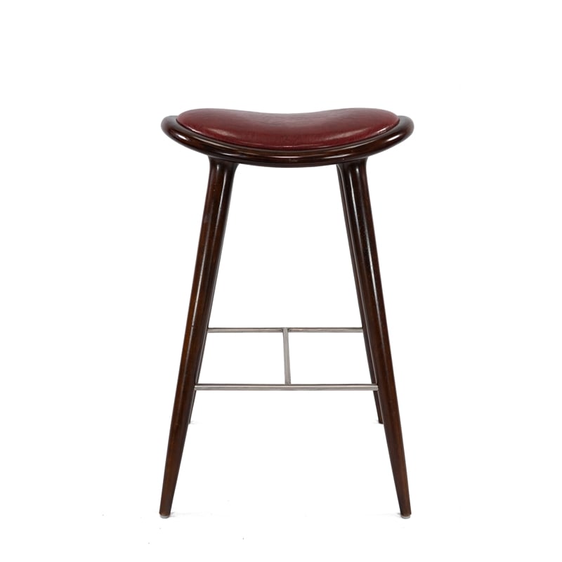 Boraam Wood Lucio Bar Height Stool in Cappuccino Finish with Brown Seat