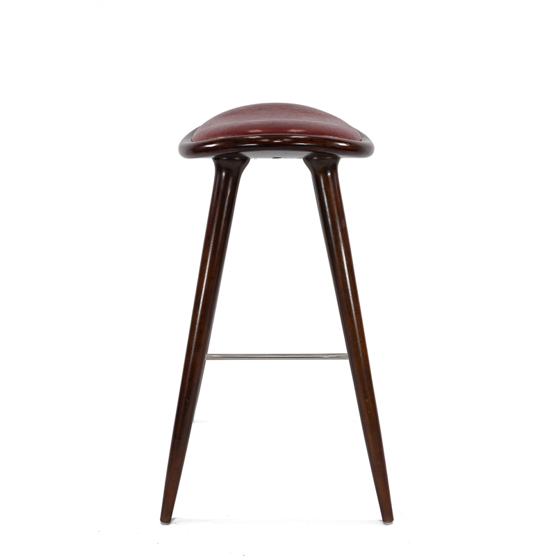 Boraam Wood Lucio Bar Height Stool in Cappuccino Finish with Brown Seat