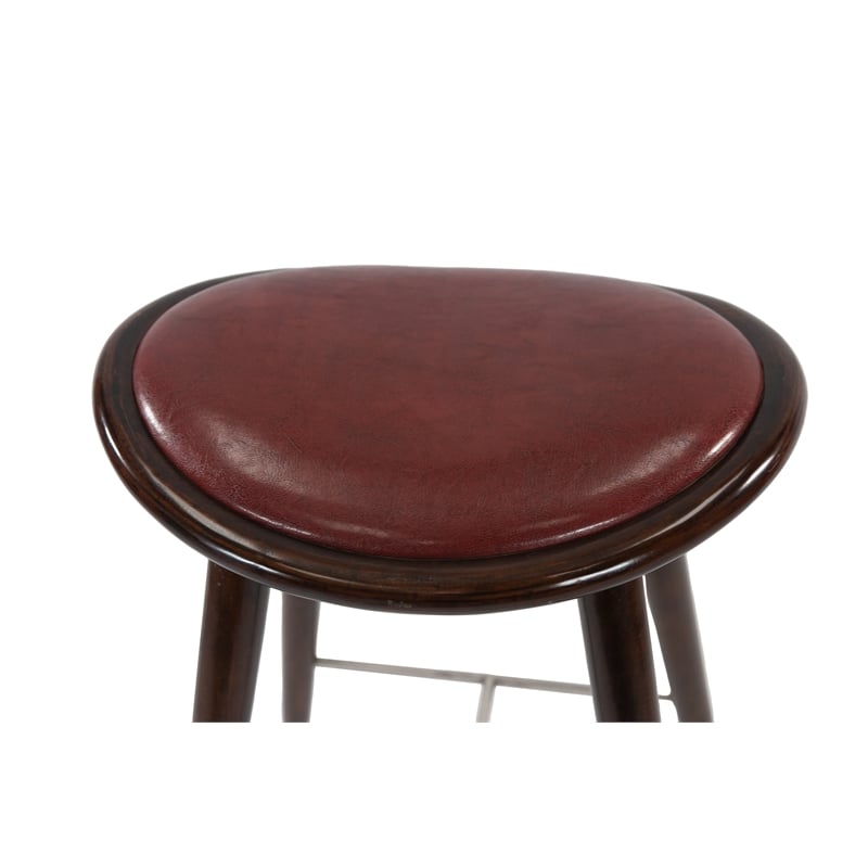 Boraam Wood Lucio Bar Height Stool in Cappuccino Finish with Brown Seat