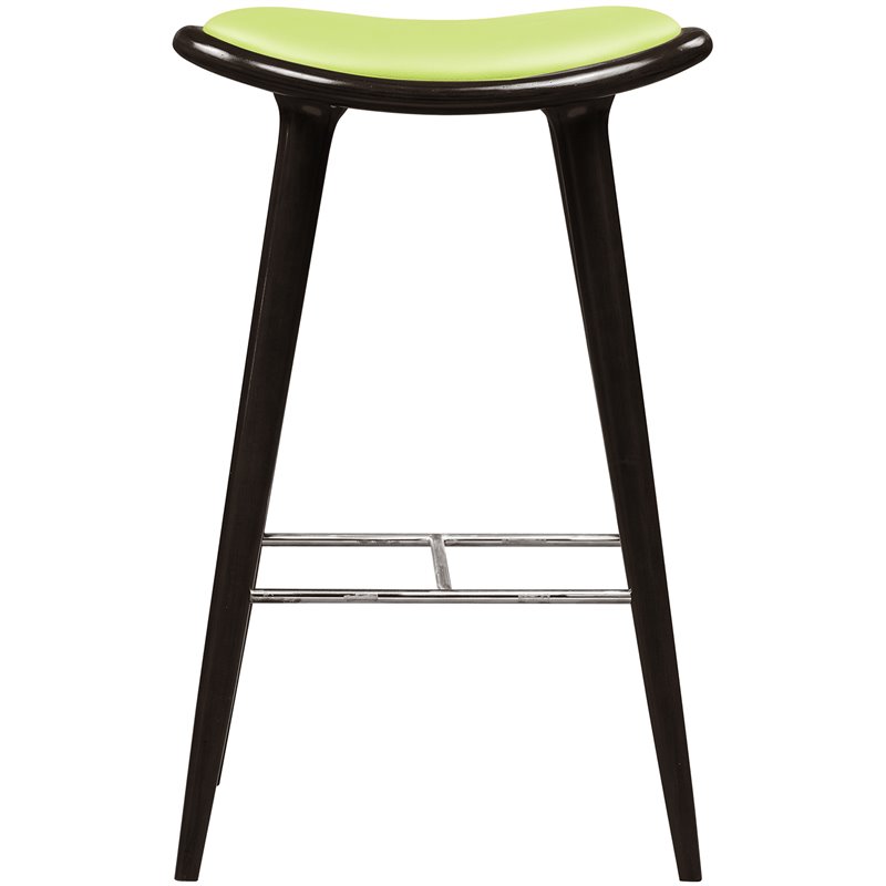 Boraam Wood Lucio Bar Height Stool in Cappuccino Finish with Green Seat