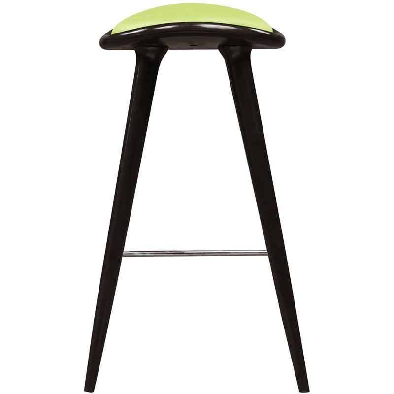 Boraam Wood Lucio Bar Height Stool in Cappuccino Finish with Green Seat