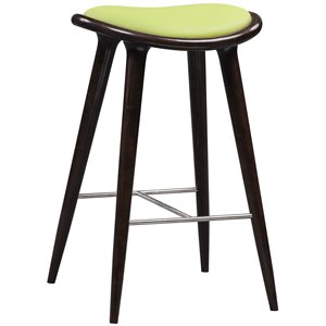 Boraam Wood Lucio Bar Height Stool in Cappuccino Finish with Green Seat