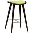Boraam Wood Lucio Bar Height Stool in Cappuccino Finish with Green Seat
