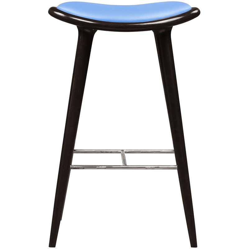 Boraam Wood Lucio Bar Height Stool in Cappuccino Finish with Blue Seat