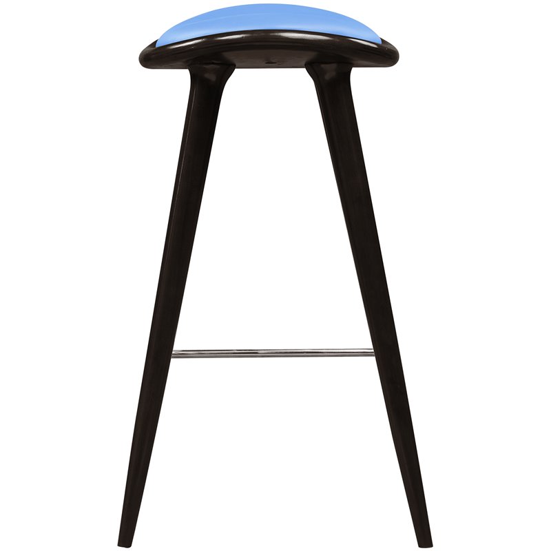 Boraam Wood Lucio Bar Height Stool in Cappuccino Finish with Blue Seat