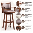 Boraam Wood Broadmoor Swivel Extra Tall Bar Stool in Cappuccino