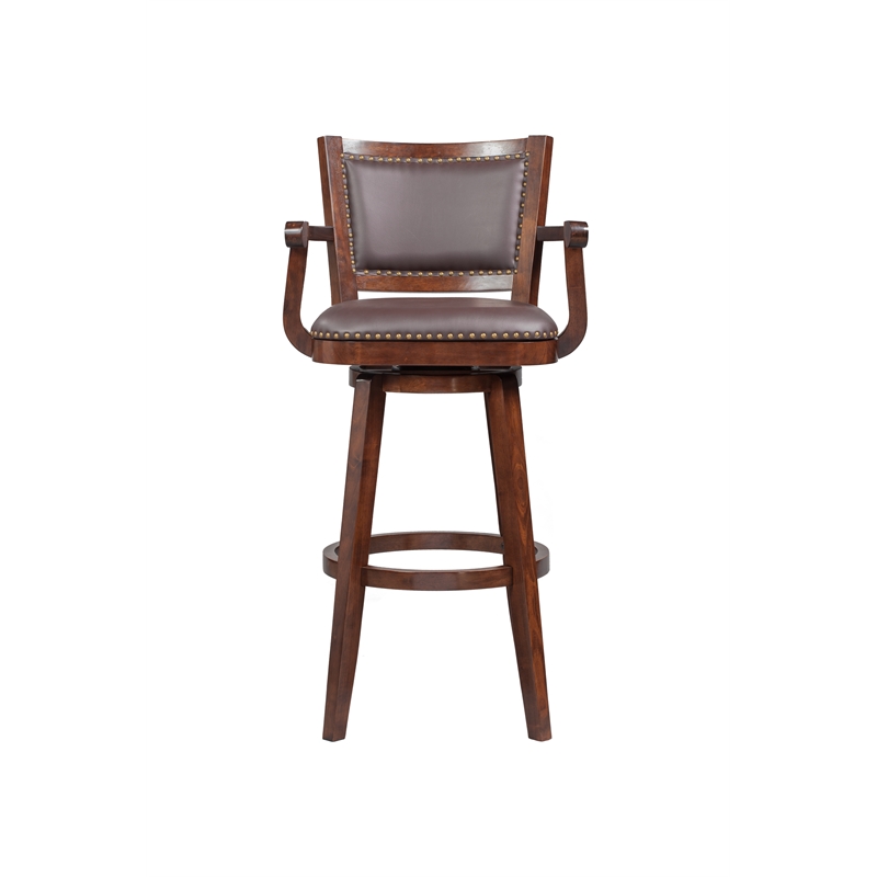 Boraam Wood Broadmoor Swivel Extra Tall Bar Stool in Cappuccino