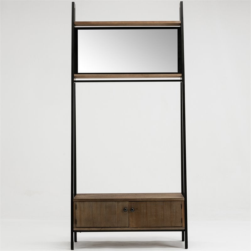 Boraam Wood Carlton Hall Tree in Natural and Black Finish