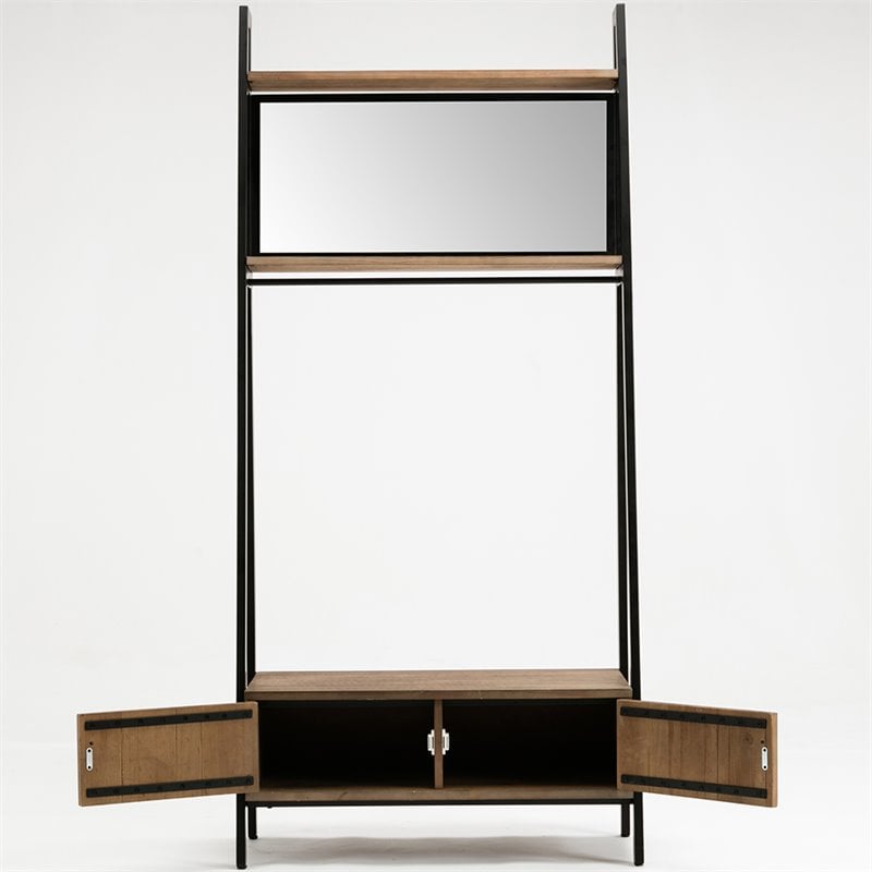 Boraam Wood Carlton Hall Tree in Natural and Black Finish
