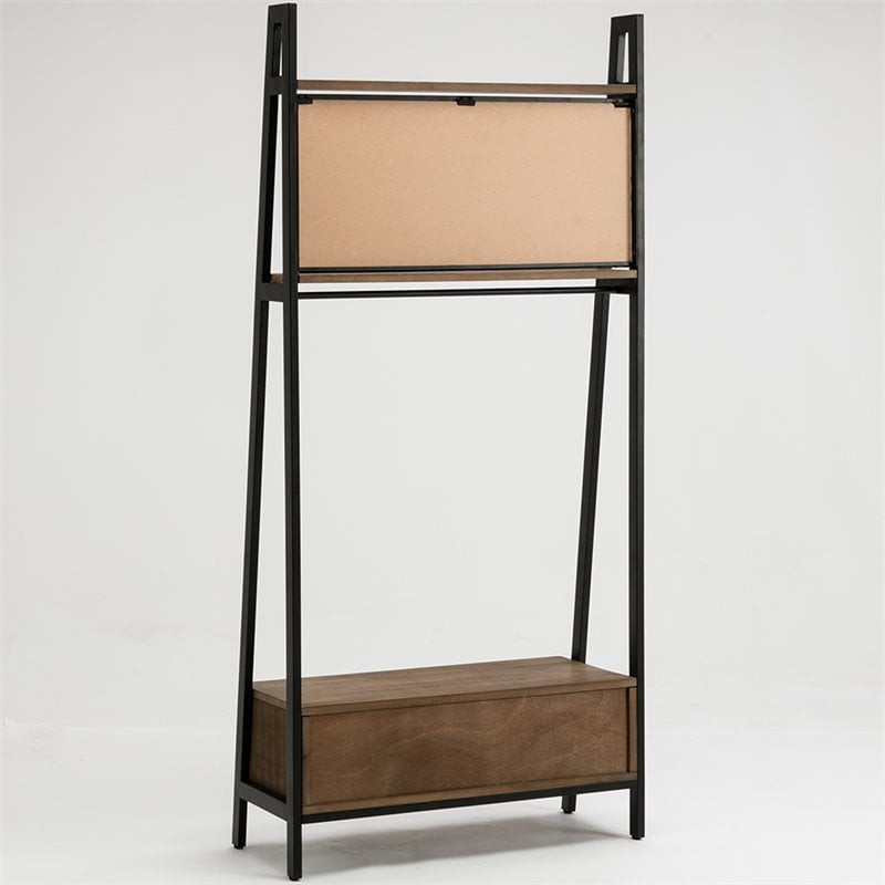 Boraam Wood Carlton Hall Tree in Natural and Black Finish