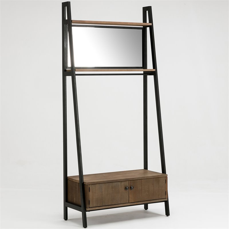 Boraam Wood Carlton Hall Tree in Natural and Black Finish