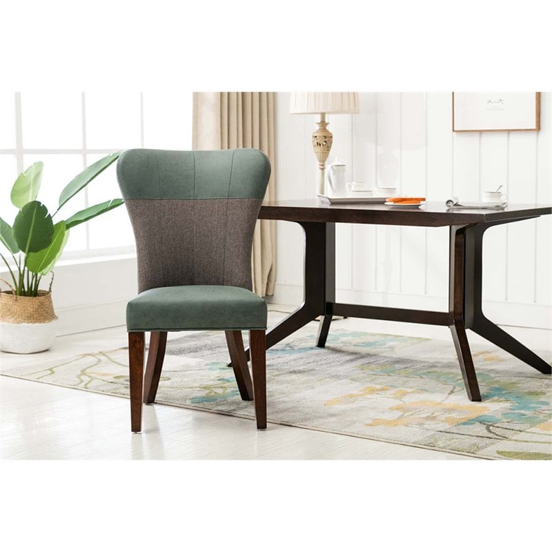 Boraam Wood Bolton Dining Chair in Green and Gray Finish (Set of 2)