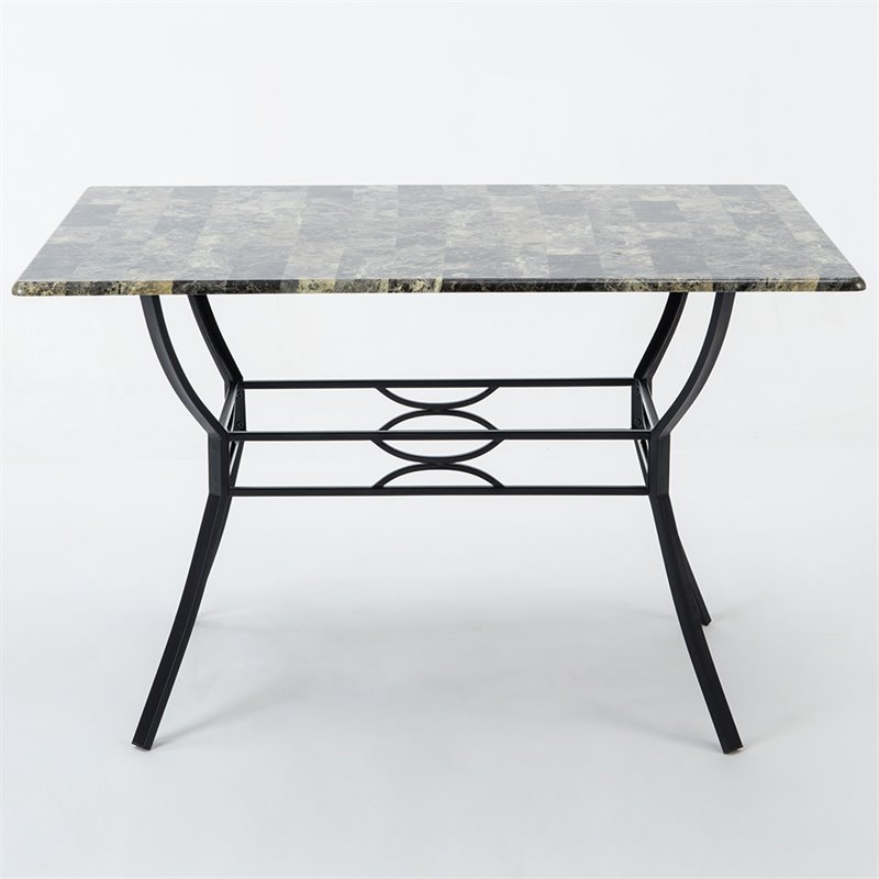 Boraam Metal Bastian Faux Marble Top Dining Table in Black Finish