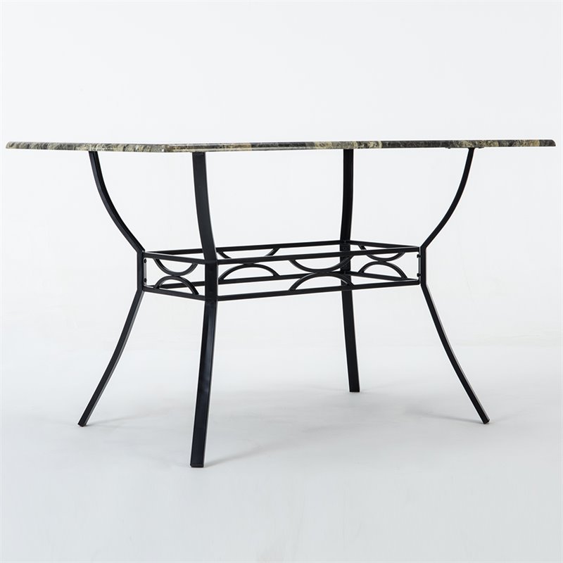 Boraam Metal Bastian Faux Marble Top Dining Table in Black Finish