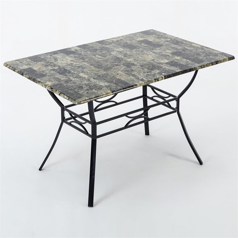 Boraam Metal Bastian Faux Marble Top Dining Table in Black Finish