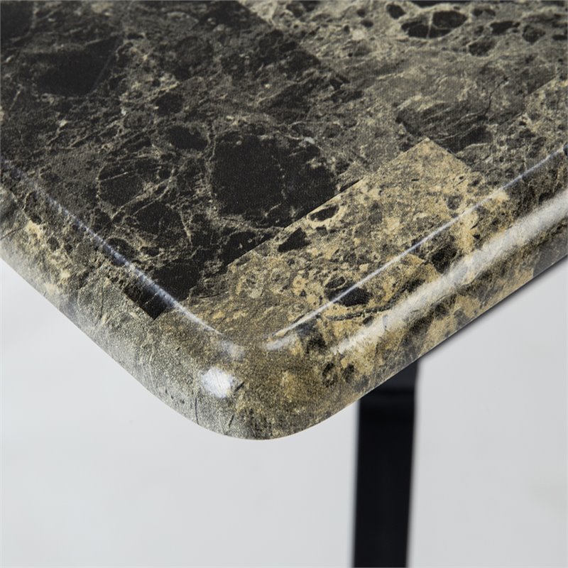Boraam Metal Bastian Faux Marble Top Dining Table in Black Finish