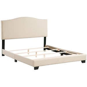 boraam dione upholstered panel bed in tan