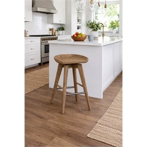 Boraam Wood Bali Counter Height Swivel Stool in Barnwood Wire-Brush/Light Brown