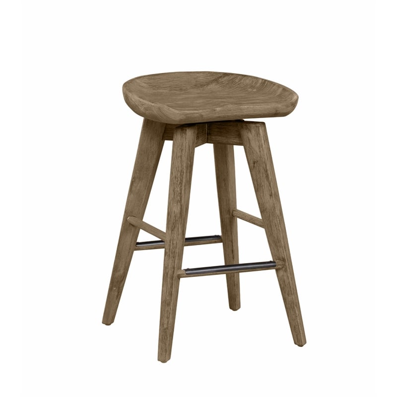 Boraam Wood Bali Counter Height Swivel Stool in Barnwood Wire-Brush/Light Brown