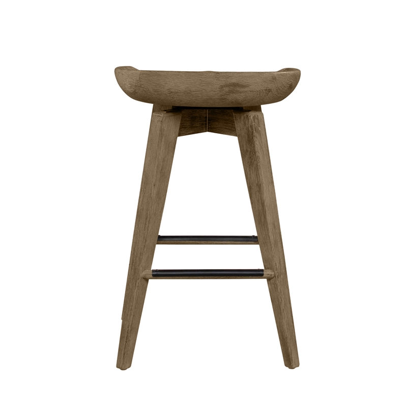 Boraam Wood Bali Counter Height Swivel Stool in Barnwood Wire-Brush/Light Brown