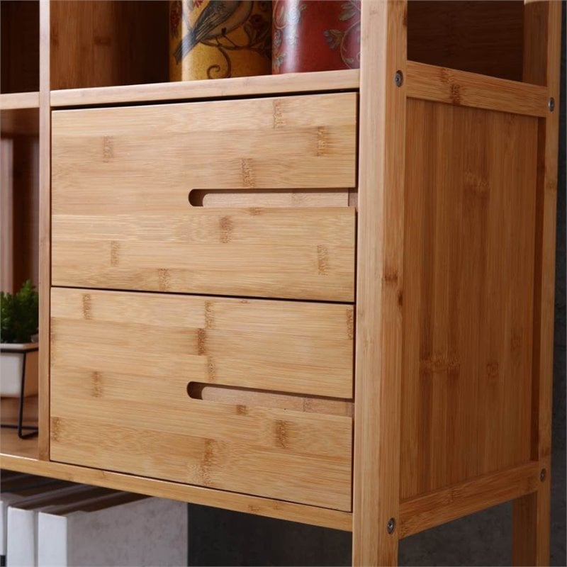Boraam Selma Left Facing Bamboo Cabinet Bookcase in Natural Finish