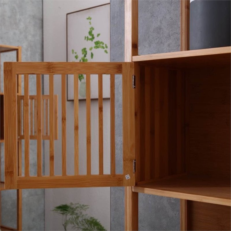Boraam Selma Left Facing Bamboo Cabinet Bookcase in Natural Finish