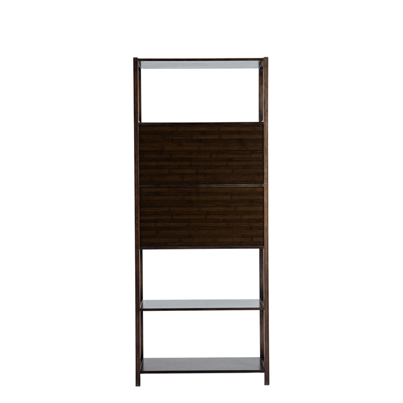 Boraam Selma Left Facing Bamboo Cabinet Bookcase in Cappuccino