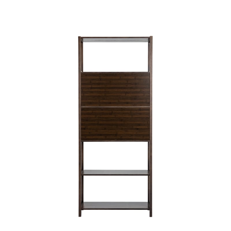 Boraam Selma Right Facing Bamboo Cabinet Bookcase in Cappuccino