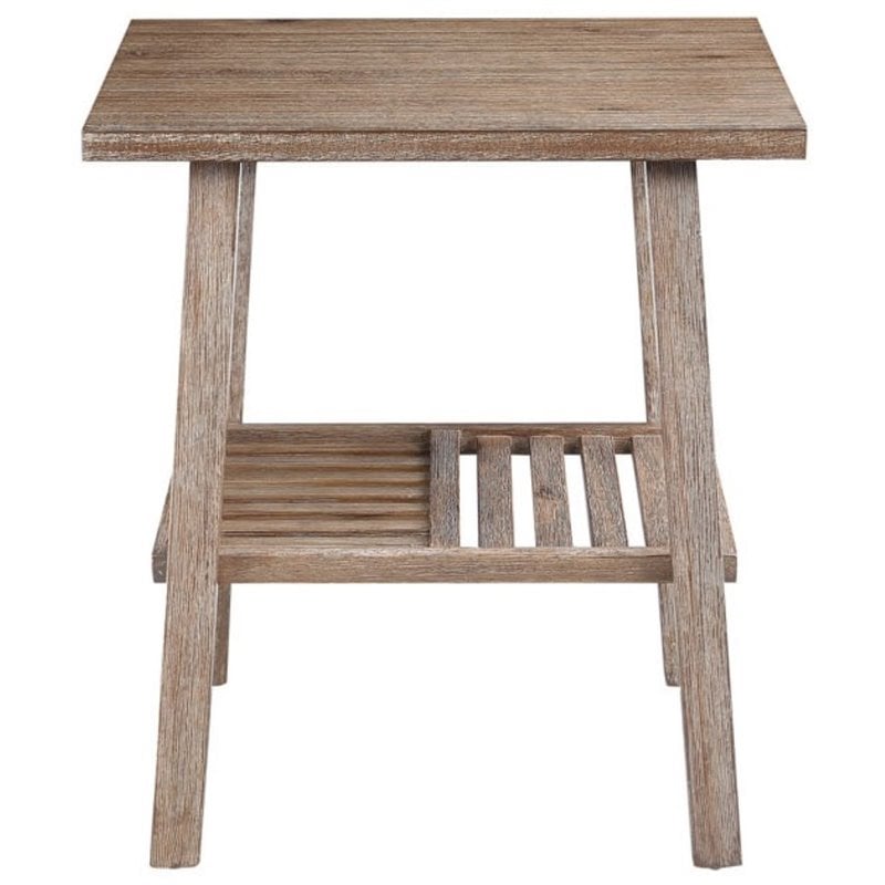 Boraam Wood Sonoma End Table in Barnwood Wire-Brush Brown Finish
