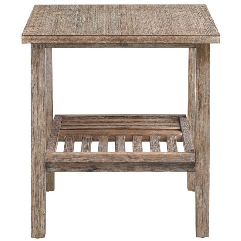 Boraam Wood Sonoma End Table in Barnwood Wire-Brush Brown Finish