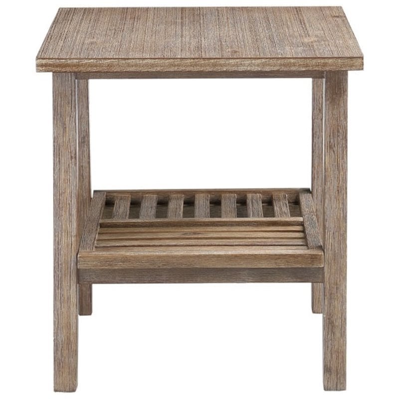 Boraam Wood Sonoma End Table in Barnwood Wire-Brush Brown Finish