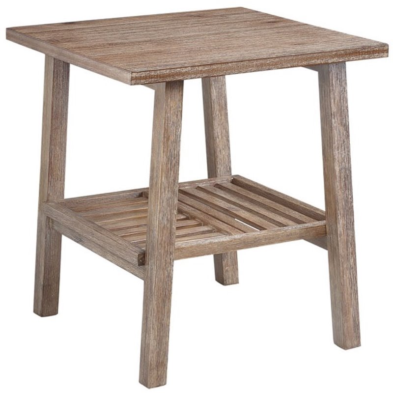 Boraam Wood Sonoma End Table in Barnwood Wire-Brush Brown Finish