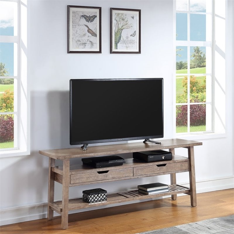 Boraam Wood Sonoma Console Table in Barnwood Wire-Brush Finish