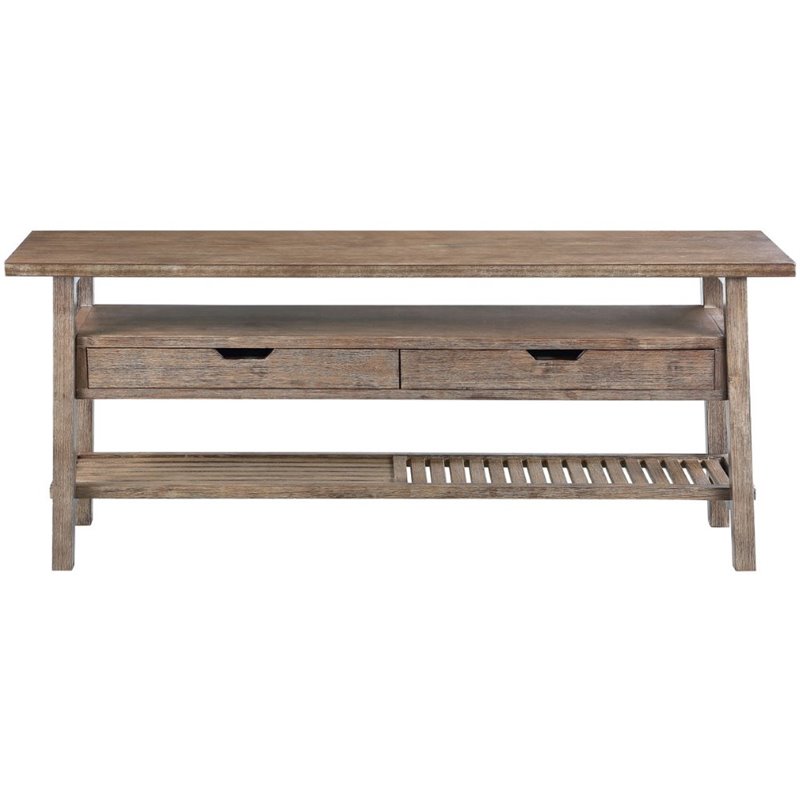 Boraam Wood Sonoma Console Table in Barnwood Wire-Brush Finish