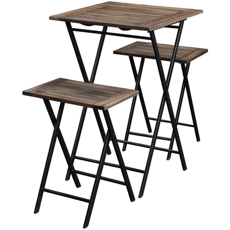 Boraam Wood Brookville 3 Piece Folding Bistro Set in Natural Finish